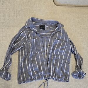 Abercrombie & Fitch Blue Striped Long Sleeve Top